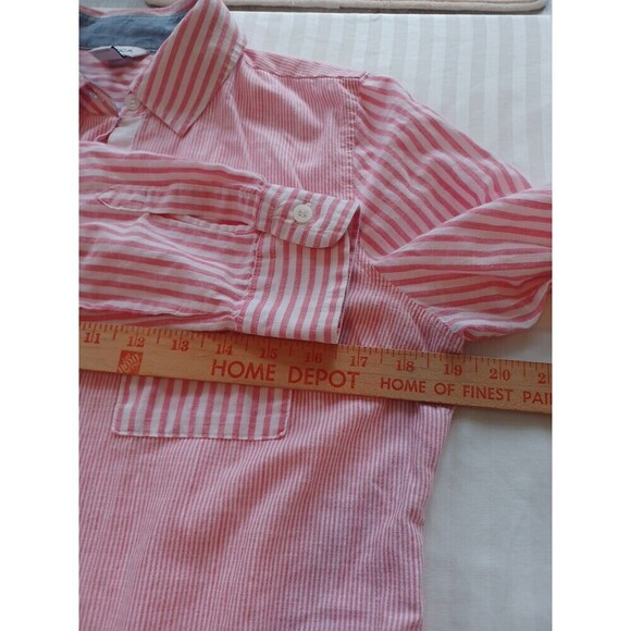 Nautica pink stripe buttondown shirt womens M cotton beach Coastal Granny preppy - Picture 9 of 11